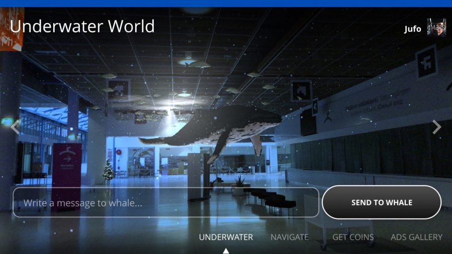 Liitreaalsus läbi mobiiliekraani Helsingi Messikeskuses. Foto: Immersal