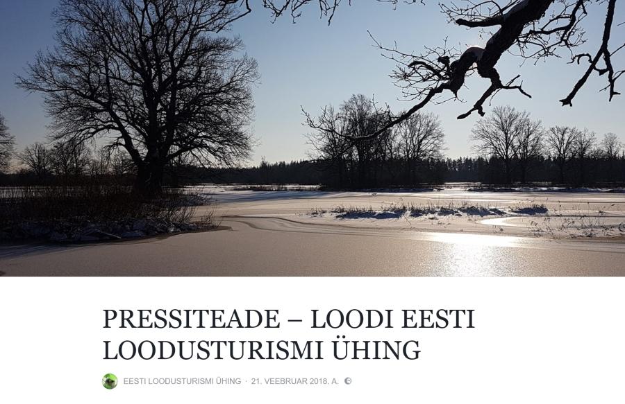 Eesti Loodusturismi Ühingu pressiteade Facebookis.